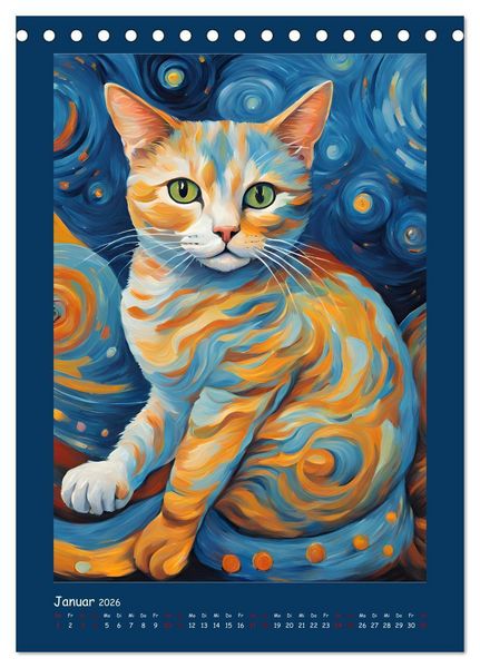 Produktbild: Katzen im Farbenspiel (Tischkalender 2026 DIN A5 hoch), CALVENDO Monatskalender