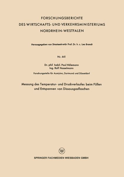 Produktbild: Messung des Temperatur- und Druckverlaufes beim F&uuml;llen und Entspannen von Dissousgasflaschen
