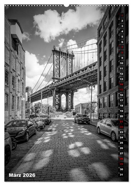 Produktbild: NEW YORK CITY Monochrome Stadtansichten (hochwertiger Premium Wandkalender 2026 DIN A2 hoch), Kunstdruck in Hochglanz