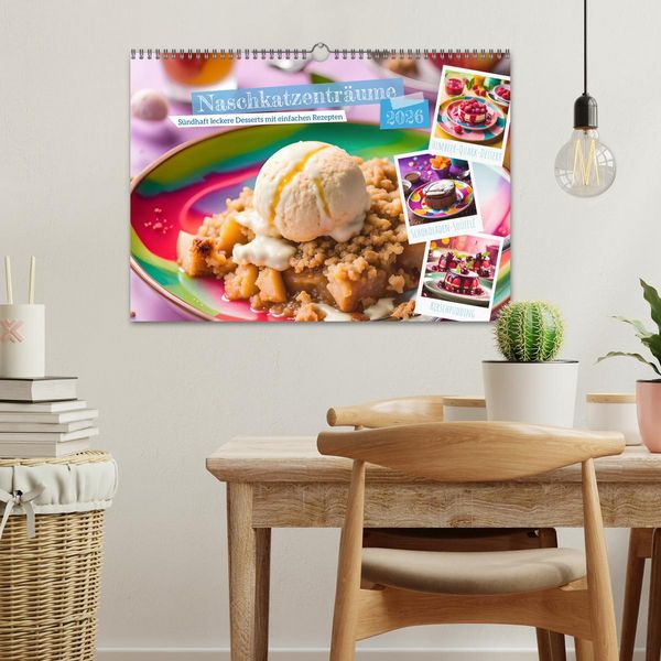 Produktbild: Naschkatzentr&auml;ume - S&uuml;ndhaft leckere Desserts mit einfachen Rezepten (Wandkalender 2026 DIN A3 quer), CALVENDO Monatskalender
