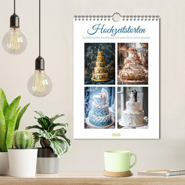 Produktbild: Hochzeitstorten - Verf&uuml;hrerische Kreationen mit einer KI in Szene gesetzt (Wandkalender 2026 DIN A4 hoch), CALVENDO Monatskalender