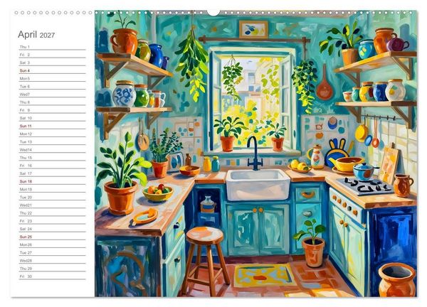 Produktbild: Painted Kitchen Moments - Twelve expressive interiors (Wall Calendar 2027 DIN A2 landscape), CALVENDO 12 Month Wall Calendar