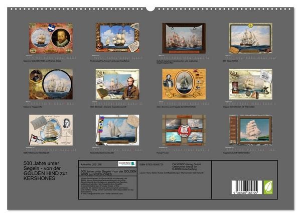 Produktbild: 500 Jahre unter Segeln - von der GOLDEN HIND zur KERSHONES (hochwertiger Premium Wandkalender 2026 DIN A2 quer), Kunstdruck in Hochglanz