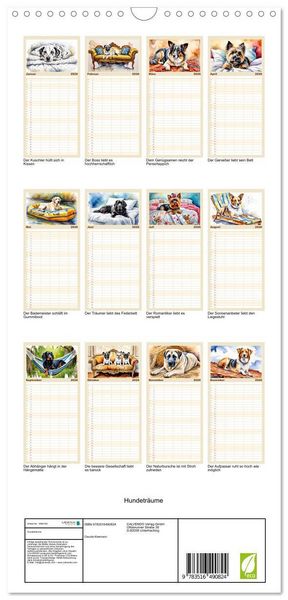 Produktbild: Familienplaner 2026 - Hundetr&auml;ume mit 5 Spalten (Wandkalender, 21 x 45 cm) CALVENDO