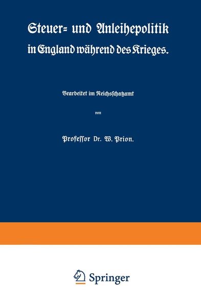 Produktbild: Steuer- und Anleihepolitik in England w&auml;hrend des Krieges
