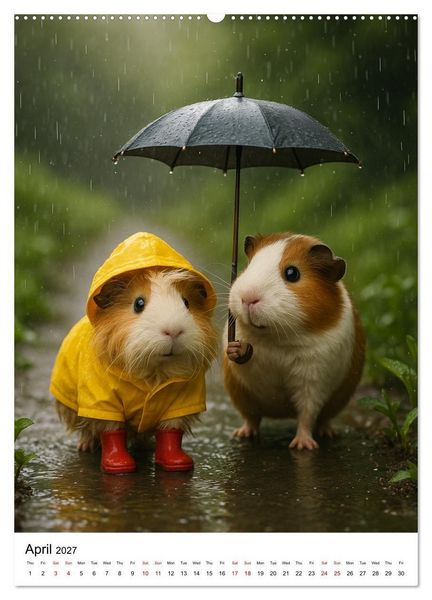 Produktbild: Guinea Pigs Cozy Moments (High Quality Premium Wall Calendar 2027 DIN A2 portrait),CALVENDO 12 Month Wall Calendar