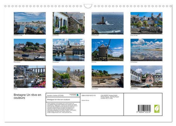Produktbild: Bretagne Un r&ecirc;ve en couleurs (Calendrier mural 2026 DIN A3 vertical), CALVENDO calendrier mensuel