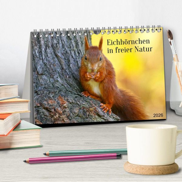Produktbild: Eichh&ouml;rnchen in freier Natur (Tischkalender 2026 DIN A5 quer), CALVENDO Monatskalender