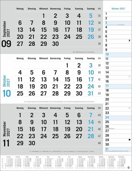 Produktbild: 3-Monats-Planer, blau 2027