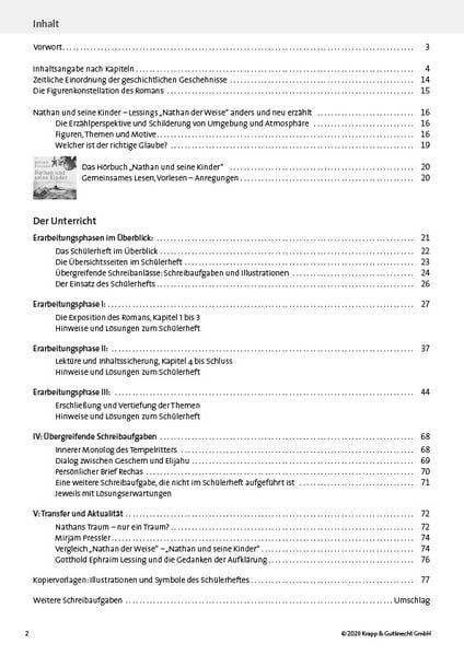 Produktbild: Nathan und seine Kinder &ndash; Mirjam Pressler &ndash; Lehrerheft &ndash; Sachsen