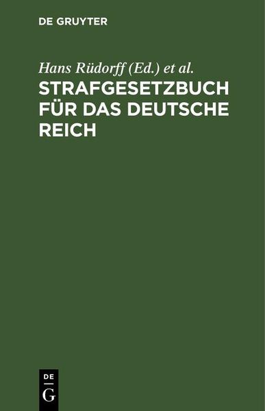 Produktbild: Strafgesetzbuch f&uuml;r das Deutsche Reich