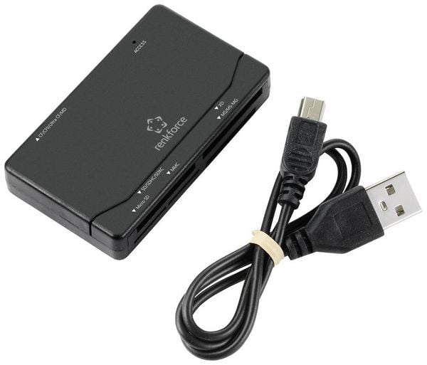 Produktbild: Renkforce RF-PCR-150 Externer Speicherkartenleser USB-A (USB 2.0) Schwarz