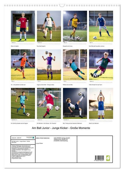 Produktbild: Am Ball Junior - Junge Kicker - Gro&szlig;e Momente (Wandkalender 2027 DIN A2 hoch), CALVENDO Monatskalender