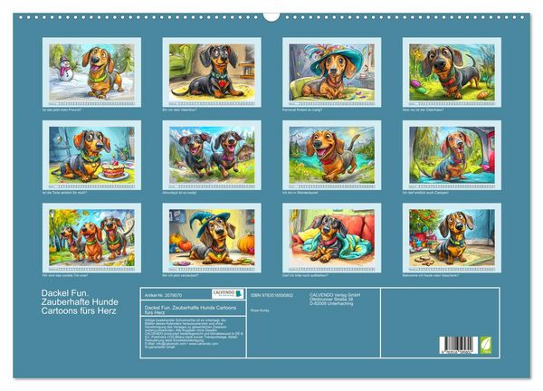 Produktbild: Dackel Fun. Zauberhafte Hunde Cartoons f&uuml;rs Herz (Wandkalender 2026 DIN A2 quer), CALVENDO Monatskalender