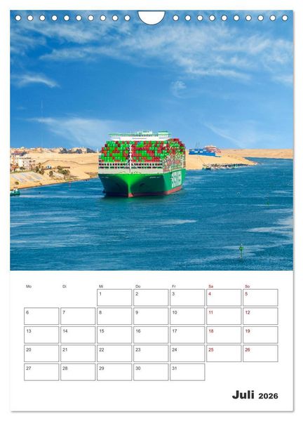 Produktbild: Suezkanal - Urlaubsplaner (Wandkalender 2026 DIN A4 hoch), CALVENDO Monatskalender