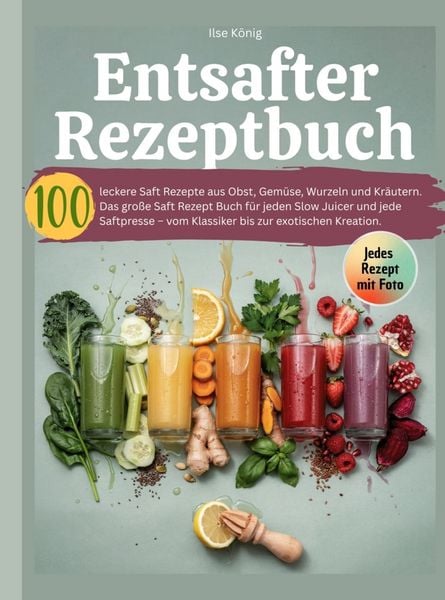 Produktbild: Entsafter Rezeptbuch- 100 leckere Saft Rezepte aus Obst, Gem&uuml;se, Wurzeln und Kr&auml;utern