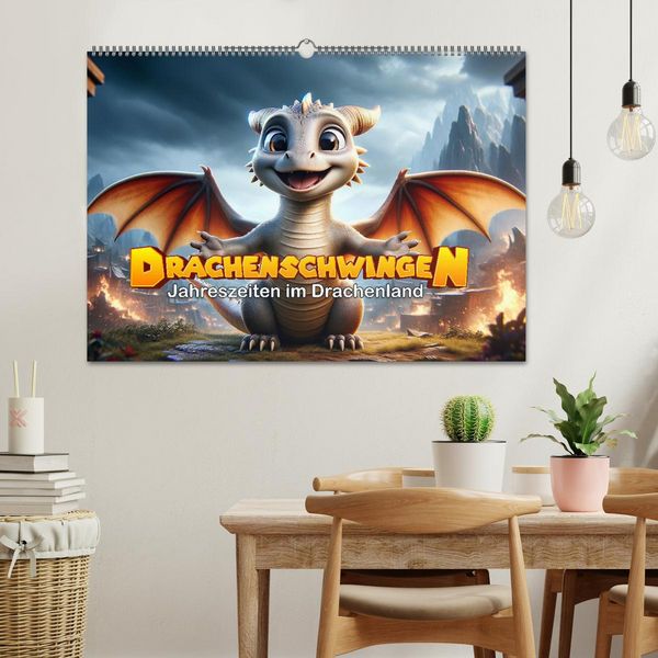 Produktbild: Drachenschwingen: Jahreszeiten im Drachenland (Wandkalender 2026 DIN A2 quer), CALVENDO Monatskalender