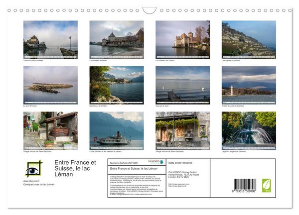 Produktbild: Entre France et Suisse, le lac L&eacute;man (Calendrier mural 2026 DIN A3 vertical), CALVENDO calendrier mensuel