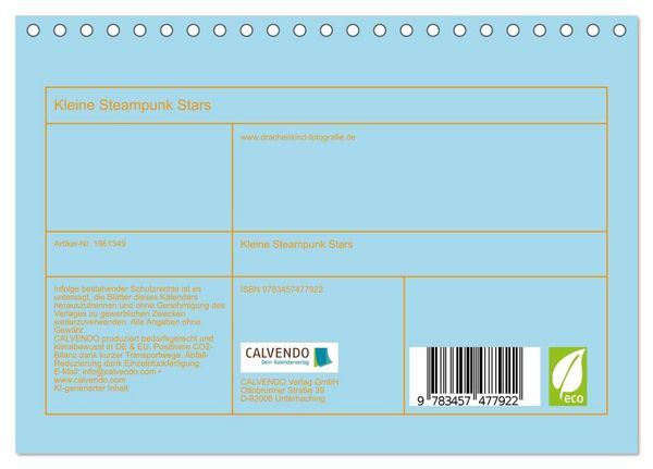 Produktbild: Kleine Steampunk Stars (Tischkalender 2026 DIN A5 quer), CALVENDO Monatskalender