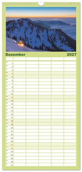 Produktbild: Familienplaner 2027 - Allg&auml;uer Alpen 2027 mit 5 Spalten (Wandkalender, 21 x 45 cm) CALVENDO