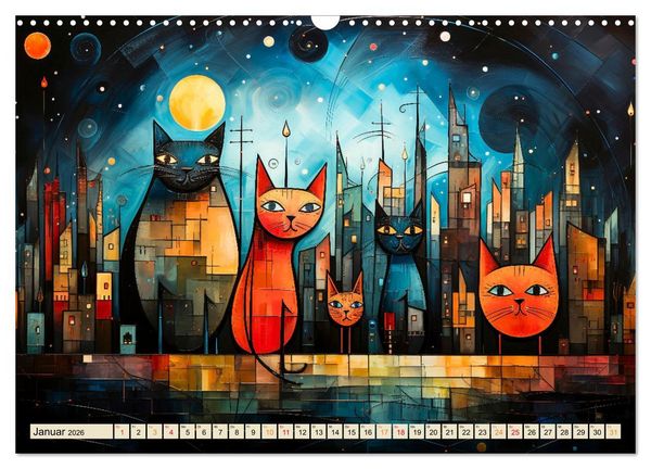 Produktbild: Katzen - die Nacht erwacht (Wandkalender 2026 DIN A3 quer), CALVENDO Monatskalender