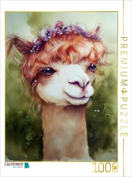 Produktbild: CALVENDO Puzzle Alpaka mit Fr&uuml;hlingsblumen | 1000 Teile Lege-Gr&ouml;&szlig;e 64x48cm Foto-Puzzle f&uuml;r gl&uuml;ckliche Stunden