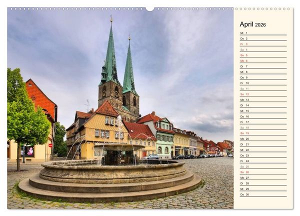 Produktbild: Quedlinburg - Welterbestadt im Harz (hochwertiger Premium Wandkalender 2026 DIN A2 quer), Kunstdruck in Hochglanz