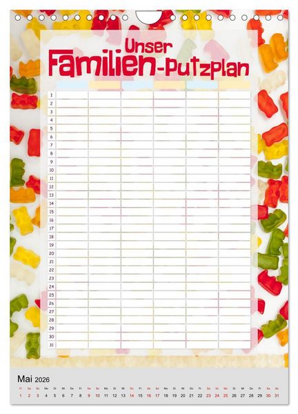 Produktbild: Unser Familien-Putzplan & Kalender 2026 (Wandkalender 2026 DIN A4 hoch), CALVENDO Monatskalender