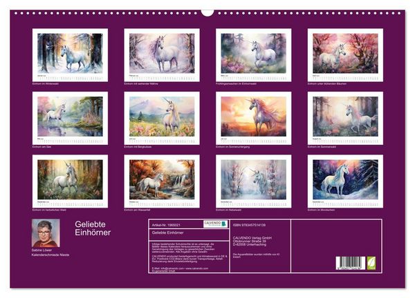 Produktbild: Geliebte Einh&ouml;rner (Wandkalender 2026 DIN A2 quer), CALVENDO Monatskalender