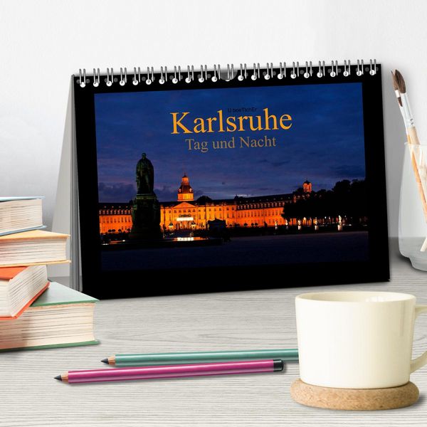 Produktbild: Karlsruhe Tag und Nacht (Tischkalender 2026 DIN A5 quer), CALVENDO Monatskalender