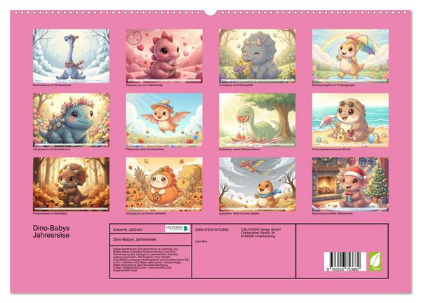 Produktbild: Dino-Babys Jahresreise (hochwertiger Premium Wandkalender 2027 DIN A2 quer), Kunstdruck in Hochglanz