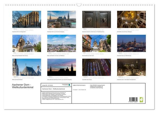 Produktbild: Aachener Dom - Weltkulturdenkmal (Wandkalender 2026 DIN A2 quer), CALVENDO Monatskalender