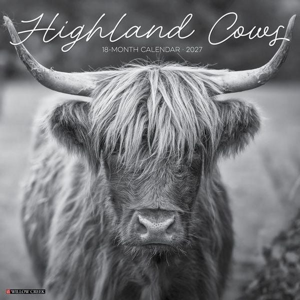 Produktbild: Highland Cows B&w 12 X 12 Wall Calendar