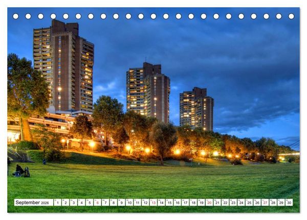 Produktbild: Mannheim bei Nacht - Impressionen aus der Quadratestadt (Tischkalender 2026 DIN A5 quer), CALVENDO Monatskalender