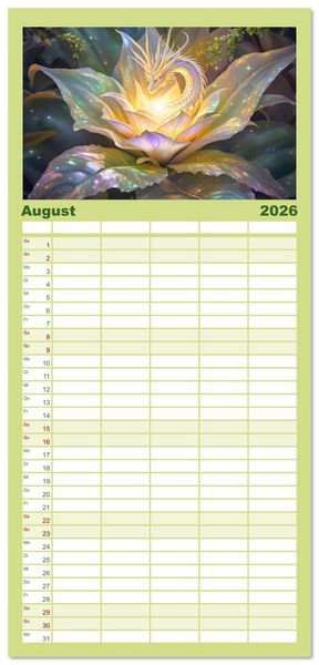 Produktbild: Familienplaner 2026 - Mythos trifft Botanik &ndash; Die geheimnisvollen Drachenpflanzen mit 5 Spalten (Wandkalender, 21 x 45 cm) CALVENDO