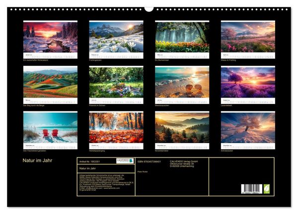 Produktbild: Natur im Jahr (Wandkalender 2026 DIN A2 quer), CALVENDO Monatskalender