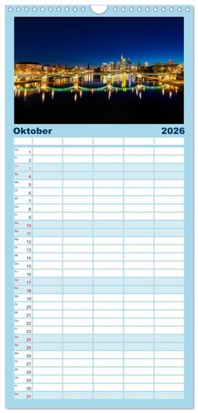 Produktbild: Familienplaner 2026 - Frankfurt am Main - at night mit 5 Spalten (Wandkalender, 21 x 45 cm) CALVENDO
