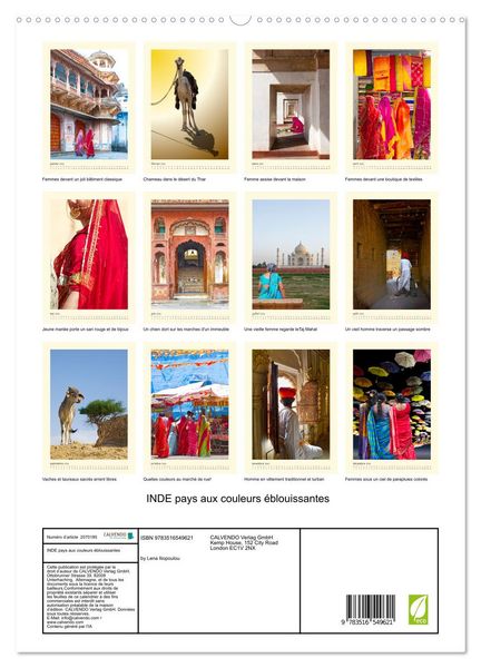 Produktbild: INDE pays aux couleurs &eacute;blouissantes (Calendrier mural 2026 DIN A2 horizontal) calendrier de bureau