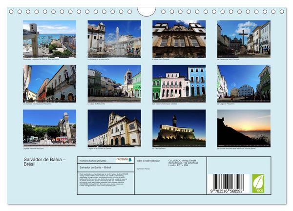 Produktbild: Salvador de Bahia &ndash; Br&eacute;sil (Calendrier mural 2026 DIN A4 vertical), CALVENDO calendrier mensuel