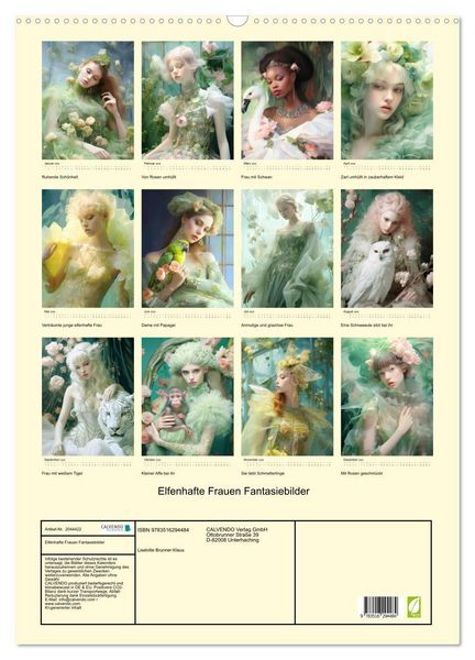 Produktbild: Elfenhafte Frauen Fantasiebilder (Wandkalender 2026 DIN A2 hoch), CALVENDO Monatskalender