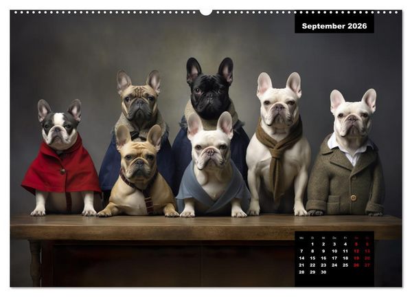 Produktbild: Franz&ouml;sische Bulldogge KI Digiart (hochwertiger Premium Wandkalender 2026 DIN A2 quer), Kunstdruck in Hochglanz