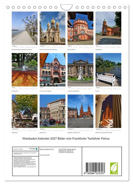 Produktbild: Wiesbaden Kalender 2027 Bilder vom Frankfurter Taxifahrer Petrus (Wandkalender 2027 DIN A4 hoch), CALVENDO Monatskalender