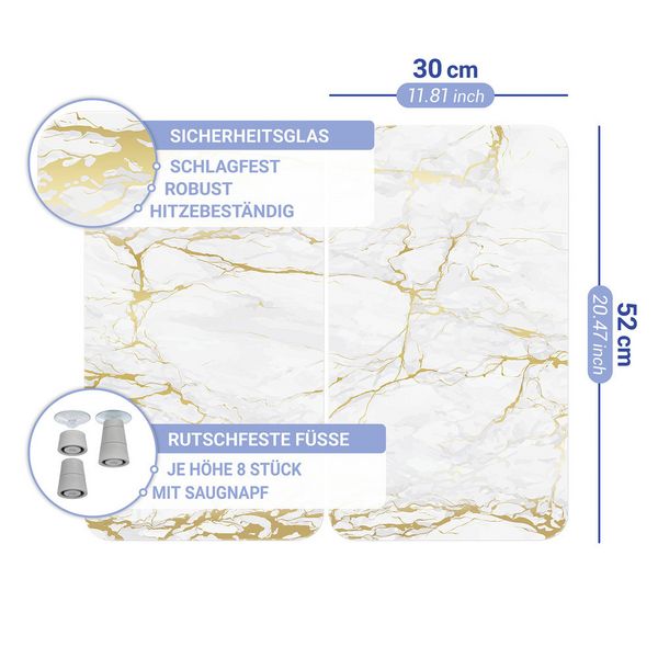 Produktbild: Herdabdeckplatte Universal Mod. Marmor Gold, 2er Set, f&uuml;r alle Herdarten geeignet