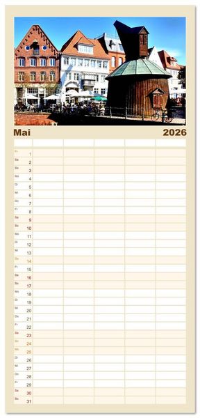 Produktbild: Familienplaner 2026 - Malerisches Stade mit 5 Spalten (Wandkalender, 21 x 45 cm) CALVENDO