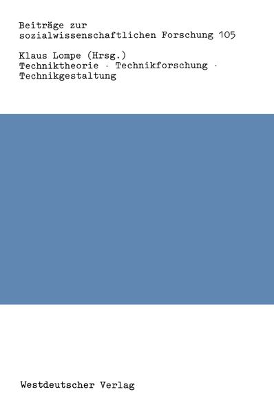 Produktbild: Techniktheorie &middot; Technikforschung &middot; Technikgestaltung