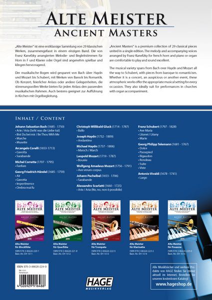 Produktbild: Alte Meister f&uuml;r Horn in F und Klavier/Orgel