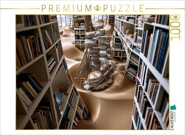 CALVENDO Puzzle Das Schiff in der Dünenbibliothek | 1000 Teile Lege-Größe 64x48cm Foto-Puzzle für glückliche Stunden
