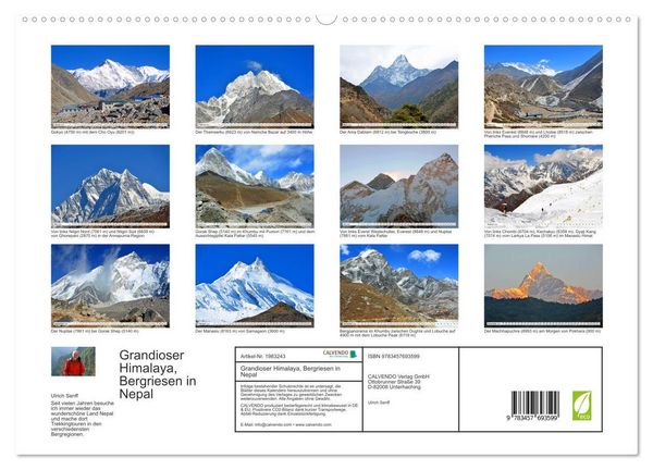 Produktbild: Grandioser Himalaya, Bergriesen in Nepal (hochwertiger Premium Wandkalender 2026 DIN A2 quer), Kunstdruck in Hochglanz