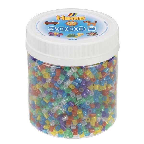 Hama 209-54 - Perlen, Dose mit Midi-Bügelperlen, 3000 Stück, Glitter-Mix