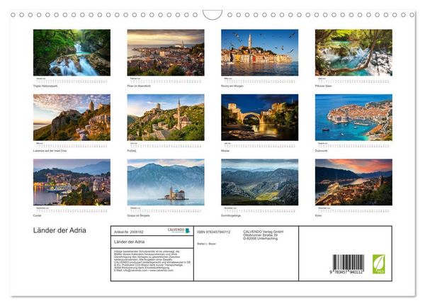 Produktbild: L&auml;nder der Adria (Wandkalender 2026 DIN A3 quer), CALVENDO Monatskalender